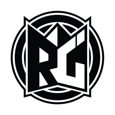 RJ logo monogram tasarım şablonu ayna kalkan şekli ve daire şeklinde yuvarlak