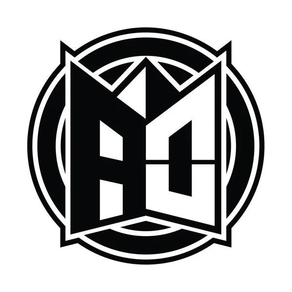 Logo Monogram Projekt Szablon Lustrzaną Tarczą Kształt Okrąg Zaokrąglone — Zdjęcie stockowe