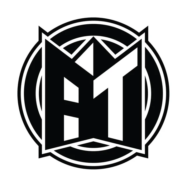 Logo Monogram Tervezési Sablon Tükörpajzs Alakjával Lekerekített Körrel — Stock Fotó