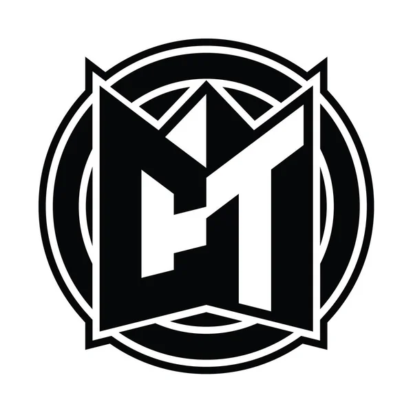 Logo Tasarım Şablonu Aynalı Kalkan Şekli Daire Şeklinde — Stok fotoğraf