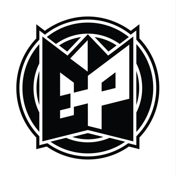 Logo Monogram Projekt Szablon Lustrzanym Kształcie Tarczy Okręgu Zaokrąglone — Zdjęcie stockowe