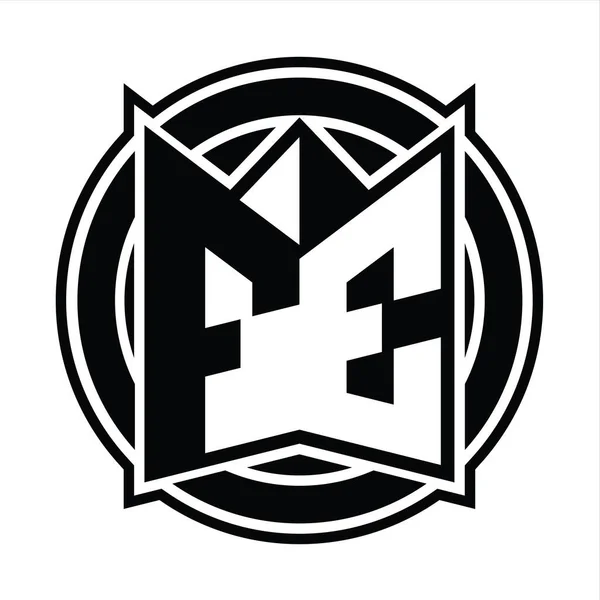 Wzór Monografii Logo Lustrzanym Kształtem Tarczy Okrągłym — Zdjęcie stockowe