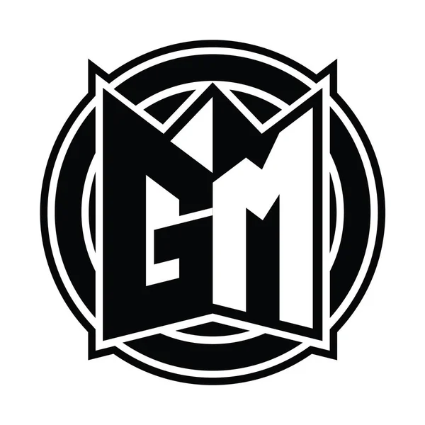 Gmミラーシールド形状と円丸みを帯びたロゴモノグラムデザインテンプレート — ストック写真
