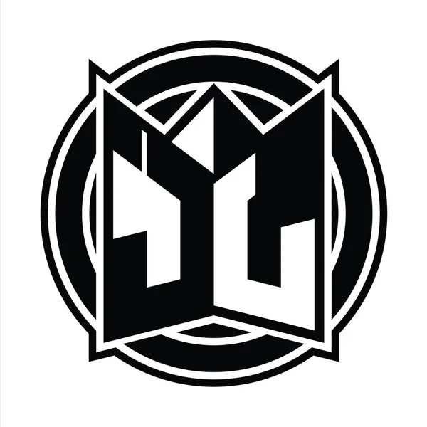 Plantilla Diseño Monograma Logo Con Forma Escudo Espejo Círculo Redondeado — Foto de Stock