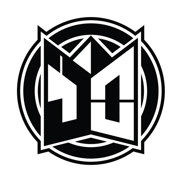 Modelo Projeto Monograma Logotipo Com Forma Círculo Arredondados Escudo Espelho — Fotografia de Stock