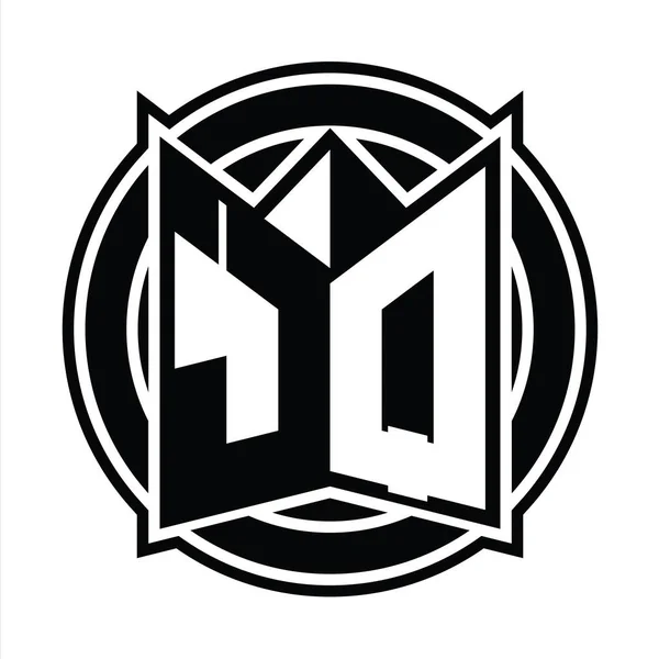 Plantilla Diseño Monograma Logo Con Forma Escudo Espejo Círculo Redondeado —  Fotos de Stock