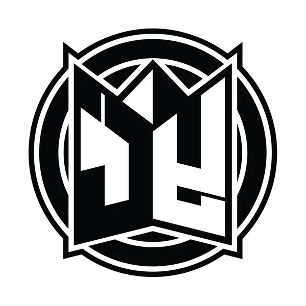 Plantilla Diseño Monograma Logo Con Forma Escudo Espejo Círculo Redondeado — Foto de Stock