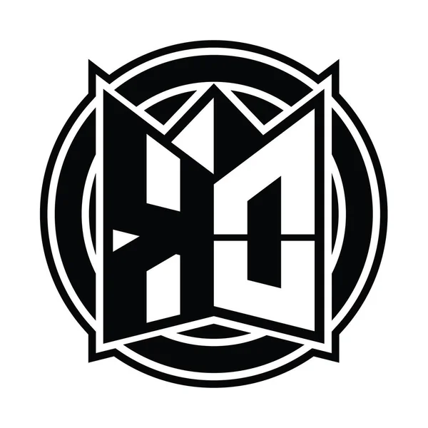 Logo Plantilla Diseño Monograma Con Forma Escudo Espejo Círculo Redondeado — Foto de Stock