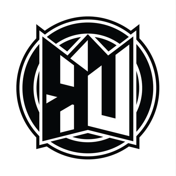 Wzór Monogramu Logo Lustrzanym Kształtem Tarczy Okrągłym — Zdjęcie stockowe