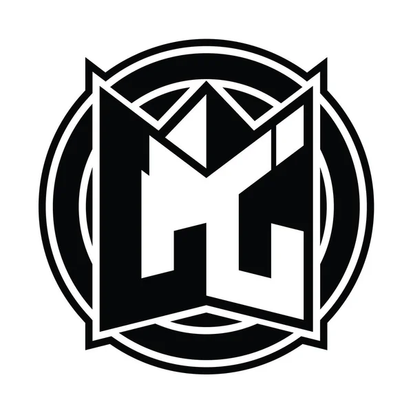 Templat Desain Monogram Logo Dengan Bentuk Perisai Cermin Dan Lingkaran — Stok Foto