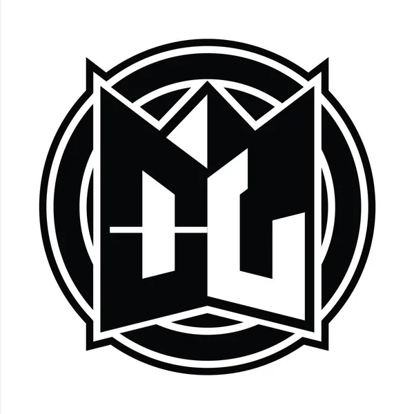 Modelo Design Monograma Logo Com Forma Escudo Espelho Círculo Arredondado — Fotografia de Stock