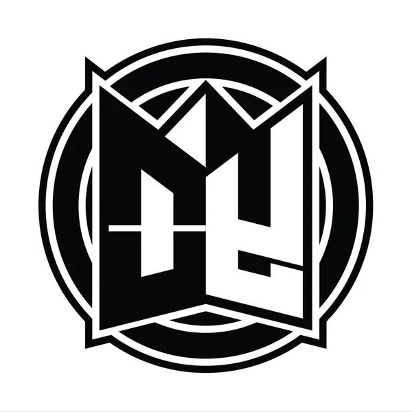 Logo Monogram Design Template Mirror Shield Shape Circked Circle — 스톡 사진