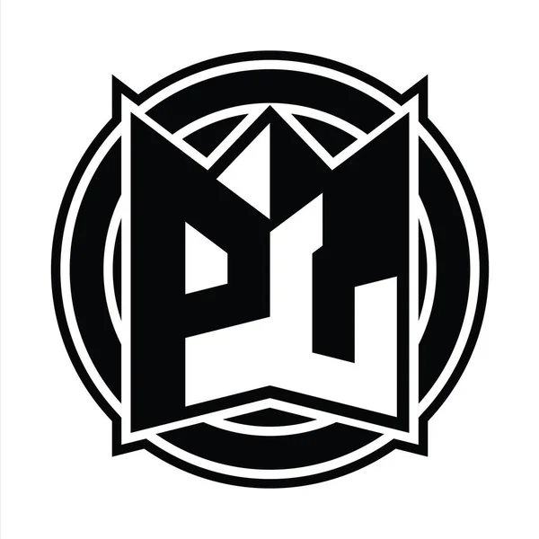 Logo Monogram Tasarım Şablonu Ayna Kalkan Şekli Daire Şeklinde Yuvarlak — Stok fotoğraf