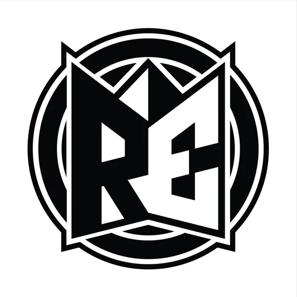 Шаблон Дизайну Монограми Логотипу Формою Дзеркального Щита Округленим Колом — стокове фото