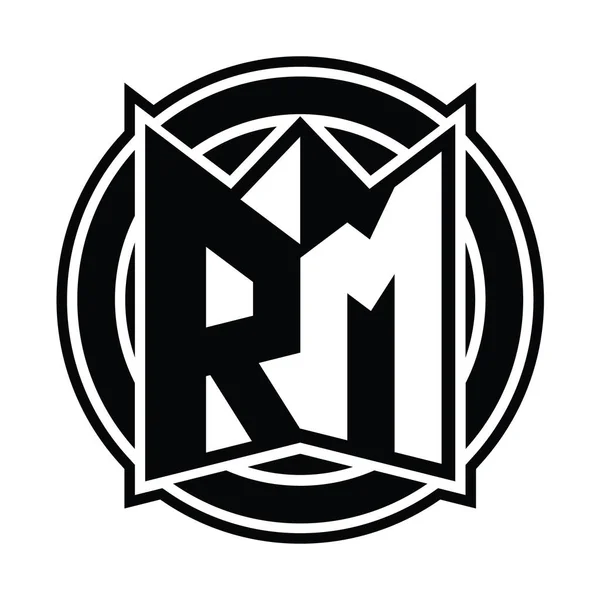 Rmミラーシールド形状と円丸みを帯びたロゴモノグラムのデザインテンプレート — ストック写真