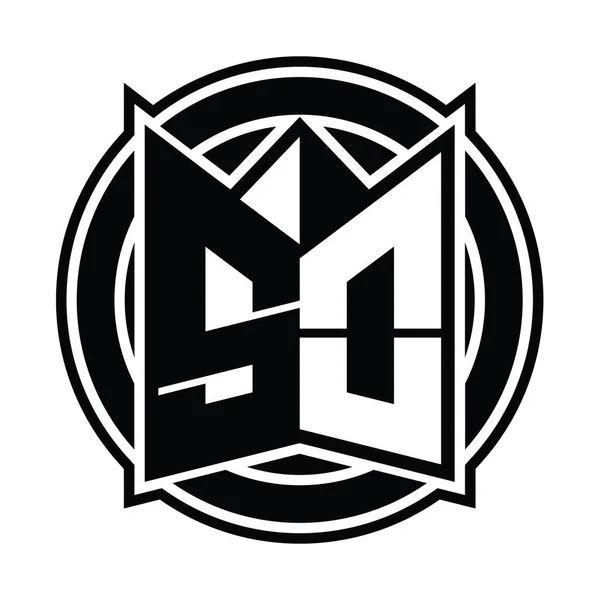 Logo Monogram Tervezési Sablon Tükör Alakú Pajzs Kör Lekerekített — Stock Fotó