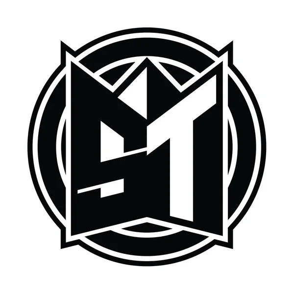 Modelo Design Monograma Logo Com Forma Escudo Espelho Círculo Arredondado — Fotografia de Stock