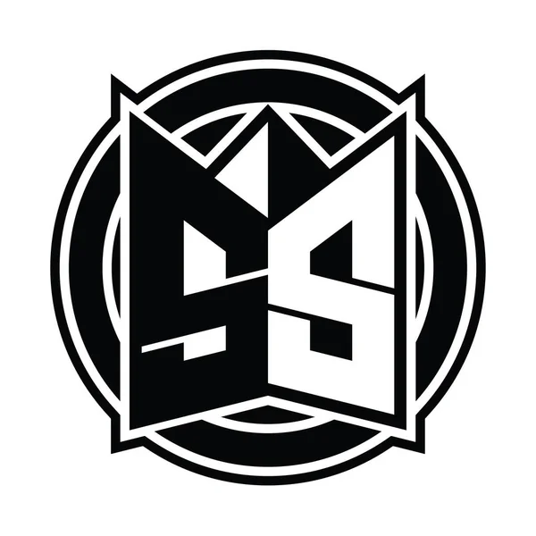 Szablon Projektu Logo Lustrzanym Kształtem Tarczy Okręgiem Zaokrąglonym — Zdjęcie stockowe