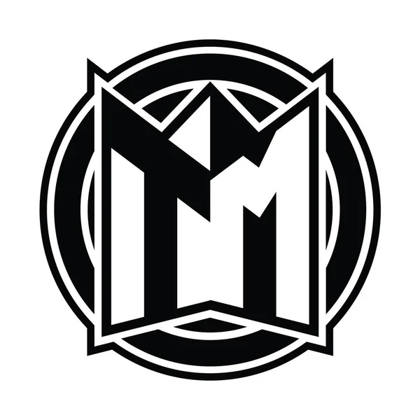 Wzór Monogramu Logo Lustrzanym Kształtem Tarczy Okrągłym Kołem — Zdjęcie stockowe