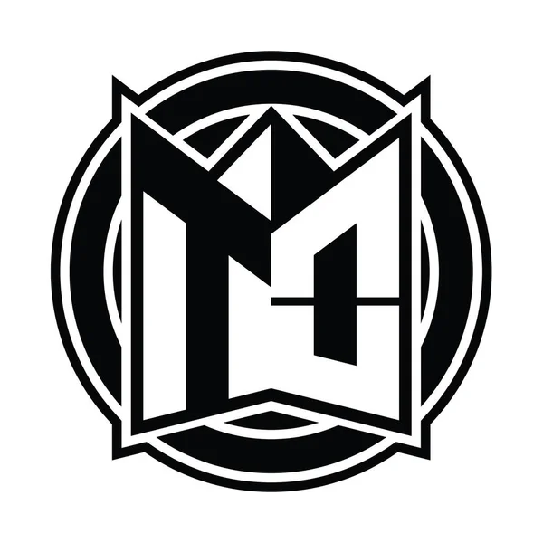 Modelo Design Monograma Para Logotipo Com Forma Escudo Espelho Círculo — Fotografia de Stock