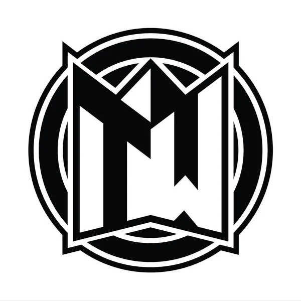 Logo Monogram Tasarım Şablonu Ayna Kalkan Şekli Daire Şeklinde Yuvarlak — Stok fotoğraf