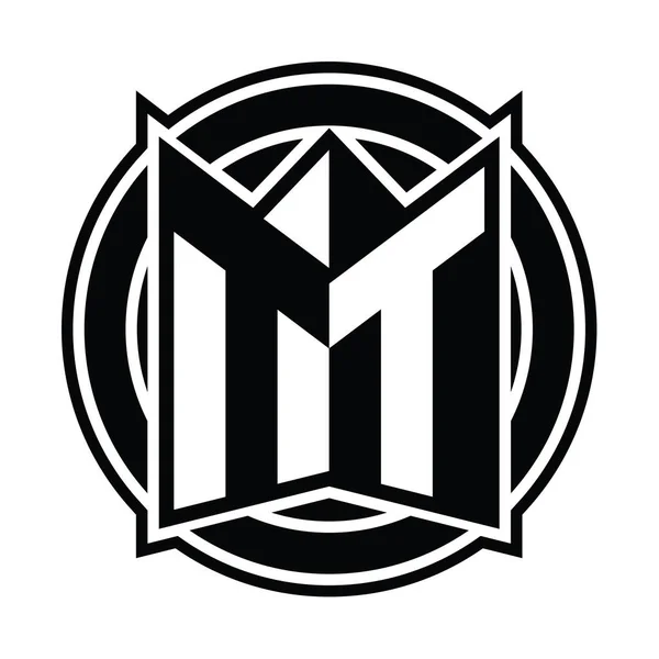 Logo Modèle Conception Monogramme Avec Forme Bouclier Miroir Cercle Arrondi — Photo