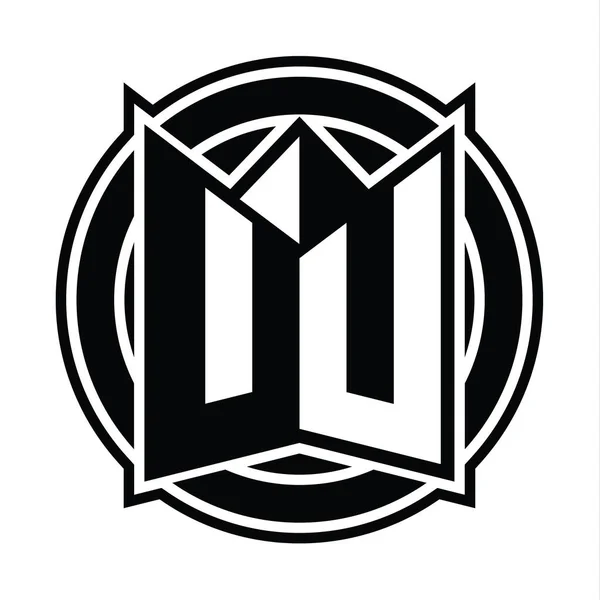 Logo Monogram Design Template Mirror Shield Shape Circked Circle — 스톡 사진