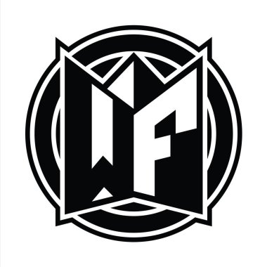 WF Logo tasarım şablonu ayna kalkan şekli ve daire şeklinde yuvarlak