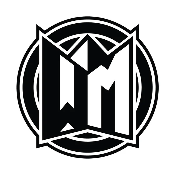 Wmミラーシールド形状と円丸みを帯びたロゴモノグラムのデザインテンプレート — ストック写真