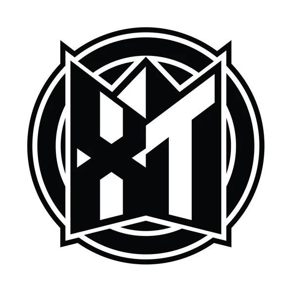 Logo Tasarım Şablonu Ayna Kalkan Şekli Daire Şeklinde Yuvarlak — Stok fotoğraf