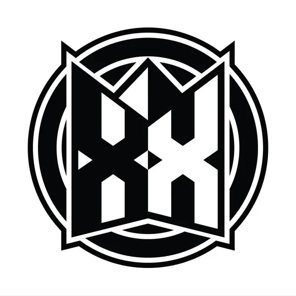 Xxミラーシールド形状と円丸みを帯びたロゴモノグラムデザインテンプレート — ストック写真