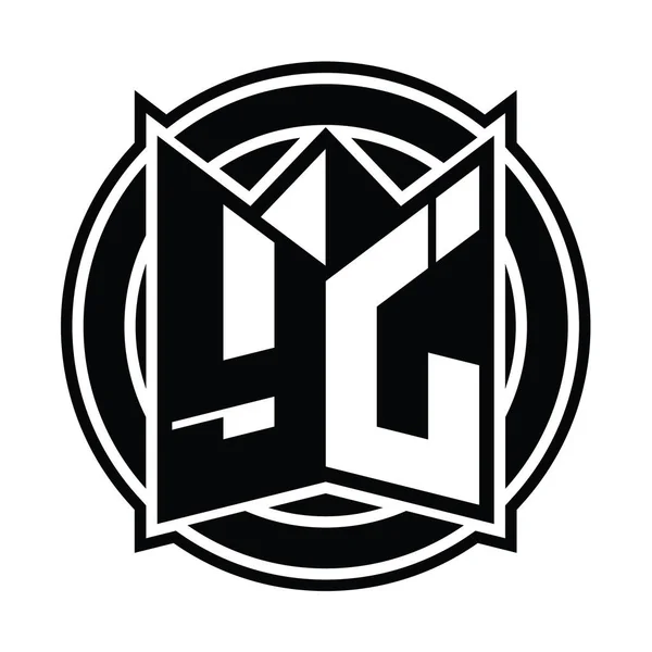 Logo Monogram Projekt Szablon Lustrzaną Tarczą Kształt Okrąg Zaokrąglone — Zdjęcie stockowe
