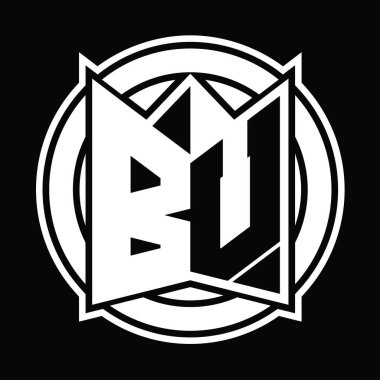 BV logo monogram tasarım şablonu ayna kalkan şekli ve daire şeklinde yuvarlak
