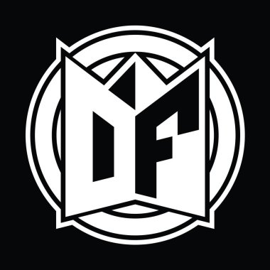 DF Logo tasarım şablonu ayna kalkan şekli ve daire şeklinde yuvarlak