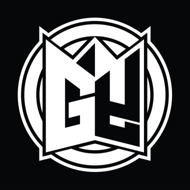 GY Logo tasarım şablonu ayna kalkan şekli ve daire şeklinde yuvarlak