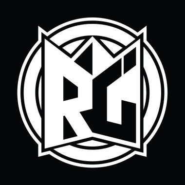 RJ logo monogram tasarım şablonu ayna kalkan şekli ve daire şeklinde yuvarlak