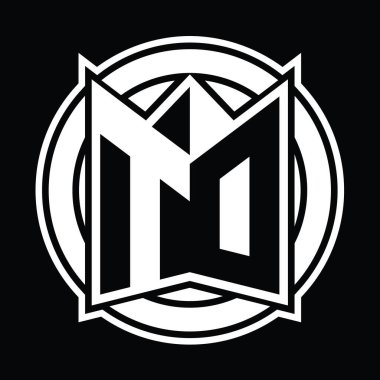 TD logo tasarım şablonu ayna kalkan şekli ve daire şeklinde yuvarlak