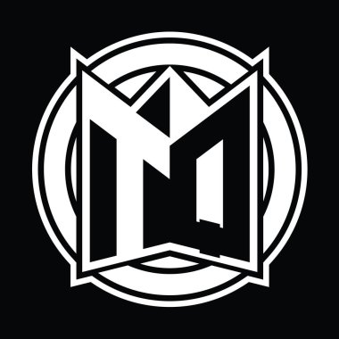 To logo monogram tasarım şablonu ayna kalkan şekli ve daire şeklinde yuvarlak