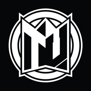 TV logosu tasarım şablonu ayna kalkan şekli ve daire şeklinde yuvarlak