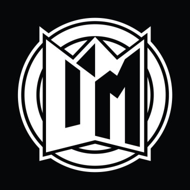 Aynalı kalkan şekilli ve yuvarlak daireli logo tasarım şablonu