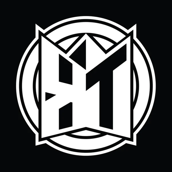 Шаблон Монограммы Logo Зеркальной Формой Щита Округленным Кругом — стоковое фото