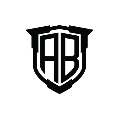 Kalkan şekli şablonlu AB Logo monogram harfi