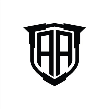 Kalkan şekli şablonlu AA logo monogram harfi