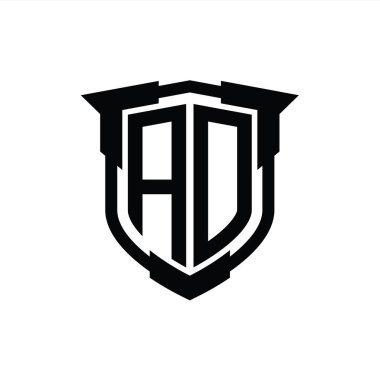 AD Logo monogram harfi ve kalkan şekli tasarım şablonu