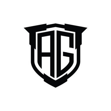 Kalkan şekli tasarım şablonlu AG logo monogram harfi