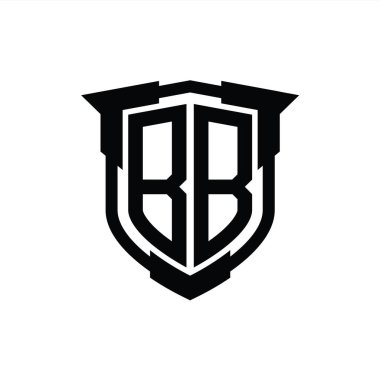 Kalkan şekli tasarım şablonlu BB Logo monogram harfi