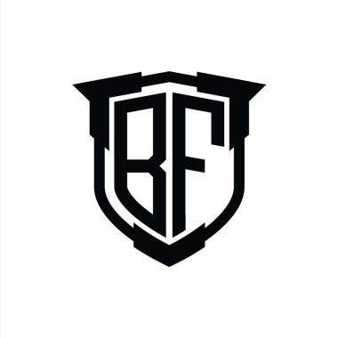 Kalkan şekli tasarım şablonlu BF Logo monogram harfi