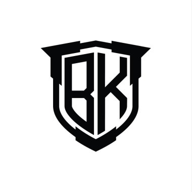 Kalkan şekli tasarım şablonlu BK Logo monogram harfi