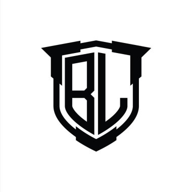 Kalkan şekli tasarım şablonlu BL Logo monogram harfi