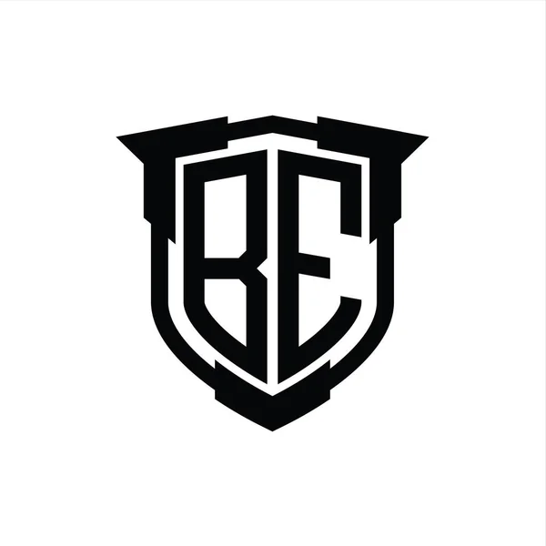 Logo Carta Monograma Con Plantilla Diseño Forma Escudo —  Fotos de Stock